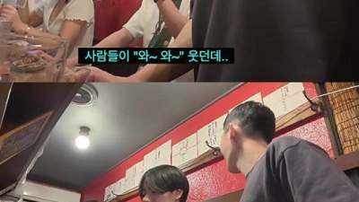 한국에서 모자를 샀는데 사람들이 보고 웃음