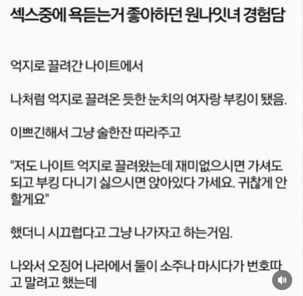 관계중 욕 듣는거 좋아하던 원나잇녀 썰