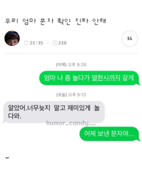 엄마와의 카톡 내용