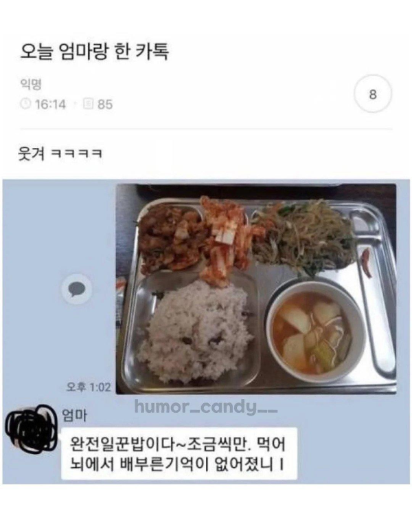 엄마와의 카톡 내용