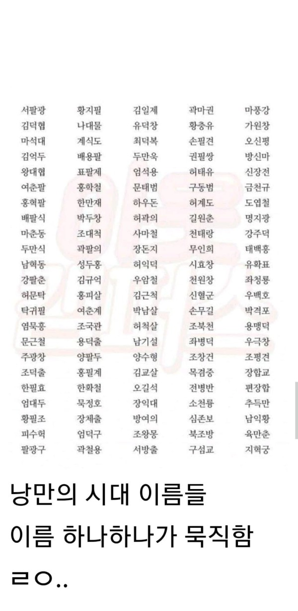 요즘 이름과 옛날 이름