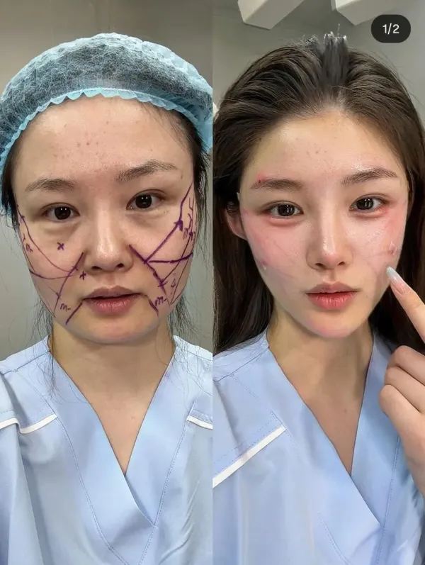 중국여자 성형 전 후