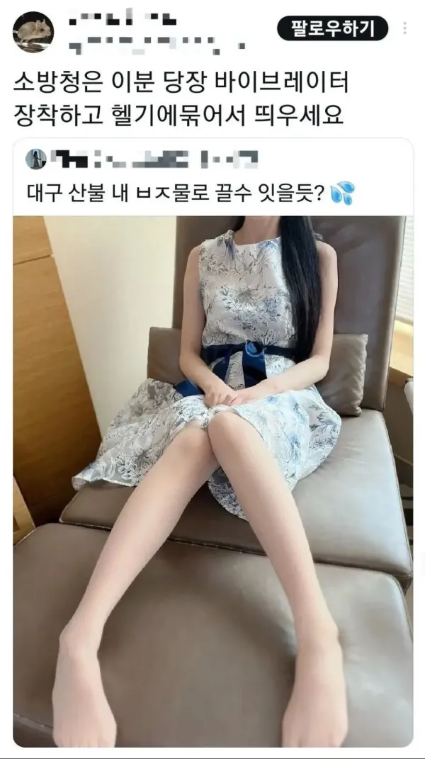 산불 진압 가능하다는 어느 여자