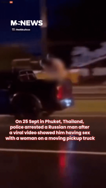 달리는 픽업트럭에서 관계하는 불곰형님 ㄷㄷ