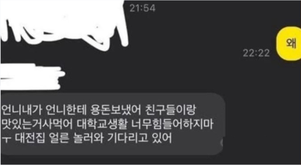 초등학생 동생에게 용돈받은 대학생
