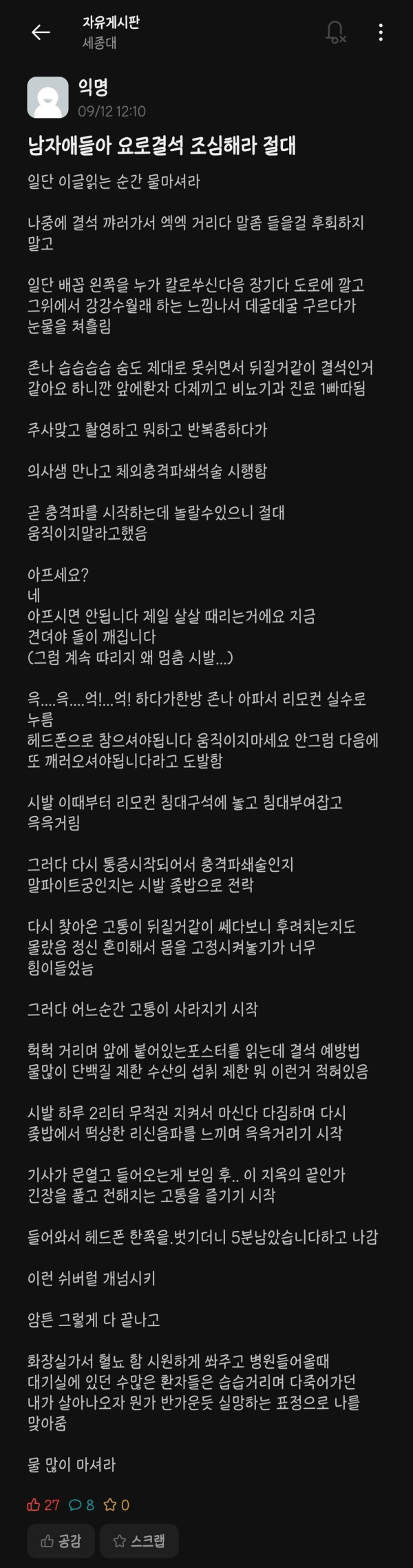 요로결석 후기