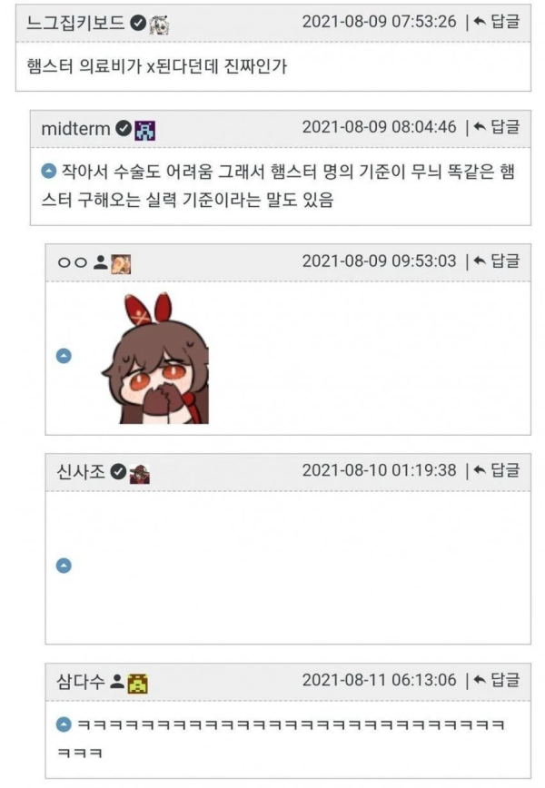 햄스터 병원비를 본 네티즌들 반응 모음