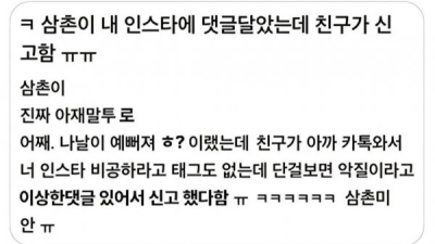 삼촌이 내 인스타에 댓글 달았는데