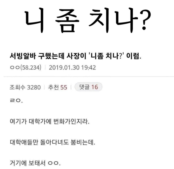 알바 니 좀 치나?