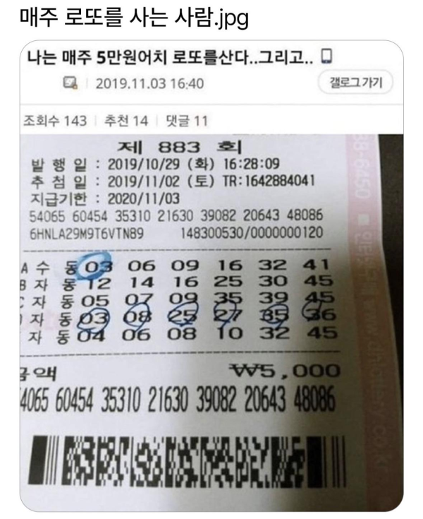 매주 로또를 사는 사람