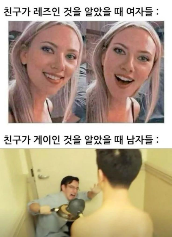 친구가 동성애자인 걸 알게된 반응 남녀차이
