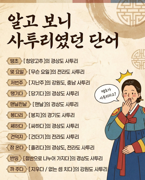 알고보니 사투리였던 단어들