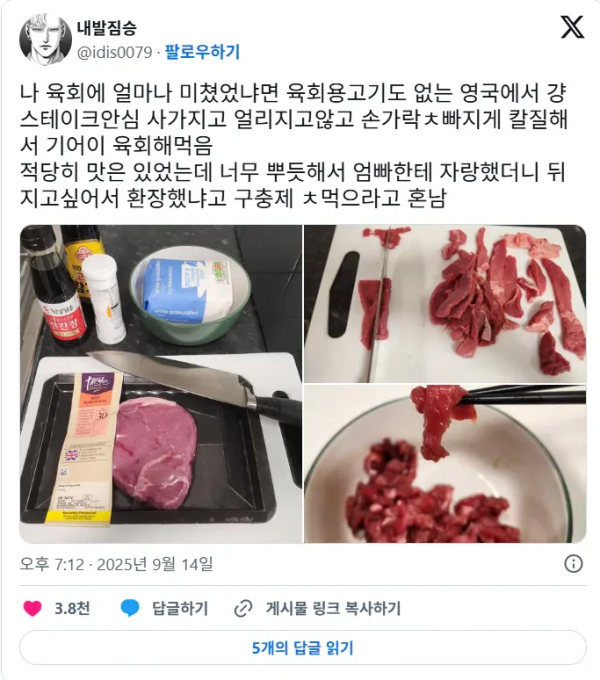 육회에 미친 사람이 영국에서 한 일