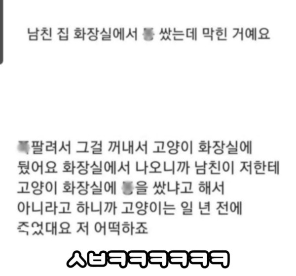 남친 집에서 똥쌋는데...