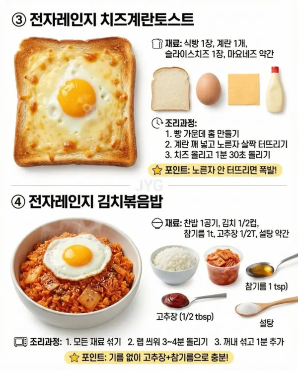 전자레인지로 가능한 12개의 레시피