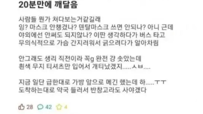 브라를 안차고 나온 여대생