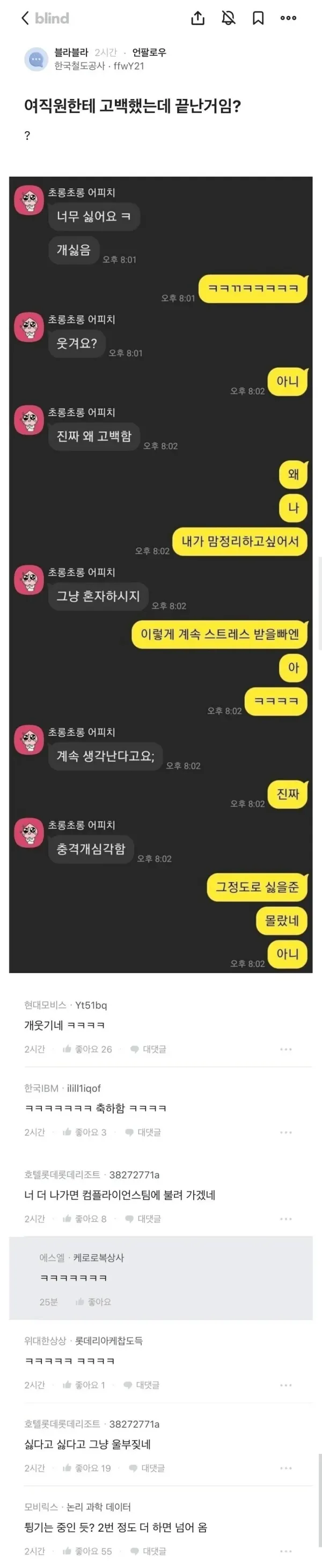 여직원 고백 공격의 최후