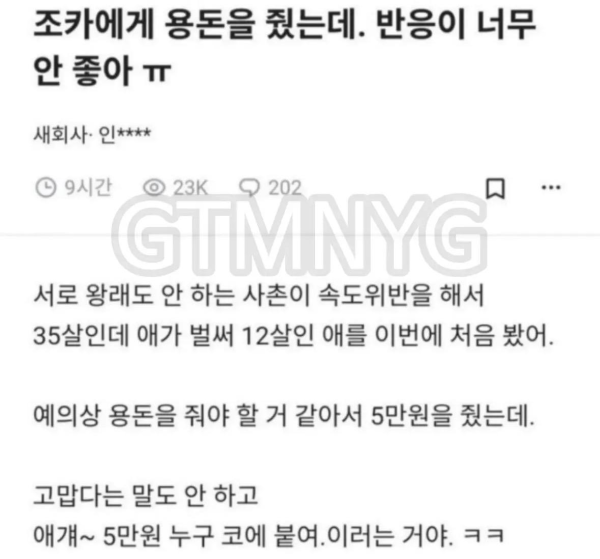 조카에게 용돈줬는데 생긴 일