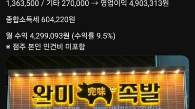 족발집 현실 수익